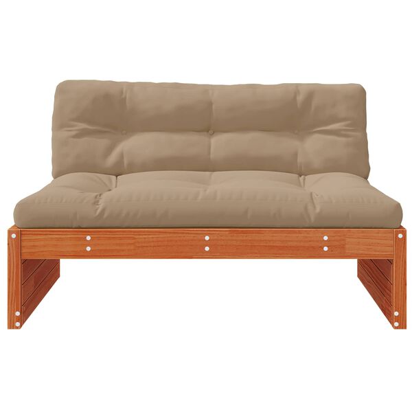 vidaXL Градинен среден диван Масивна боровина Восъчен Кафяв