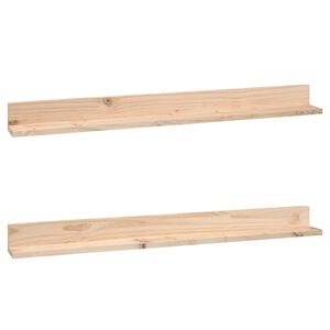 vidaXL Стенни рафтове 2 бр 110x11x9 см масивно борово дърво