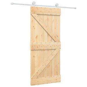 vidaXL Преплъзваща се врата 90 x 210 cm Масивна борова дървесина
