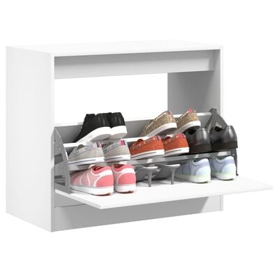 vidaXL Шкаф за обувки, бял, 80x42x69 см, инженерно дърво