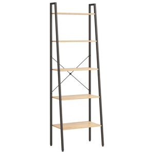 vidaXL Стояща етажерка с 5 рафта светлокафяво и черно 56x35x174 см