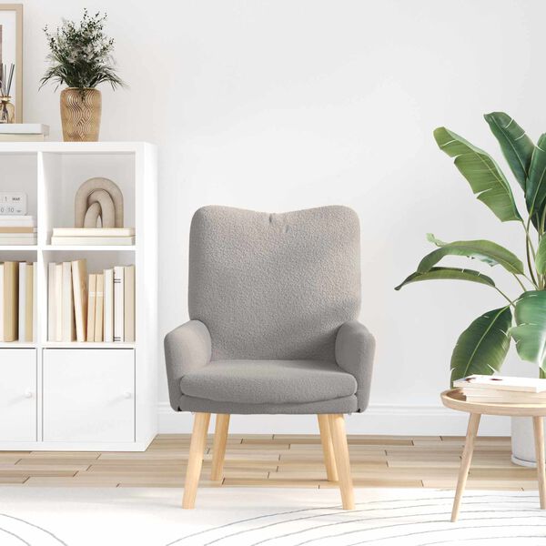 vidaXL фотьойл Светлосиво 63 x 67 x 94 см Вълнена тъкан и фанера