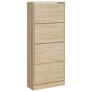vidaXL Шкаф за обувки, дъб сонома, 63x24x147 см, инженерно дърво