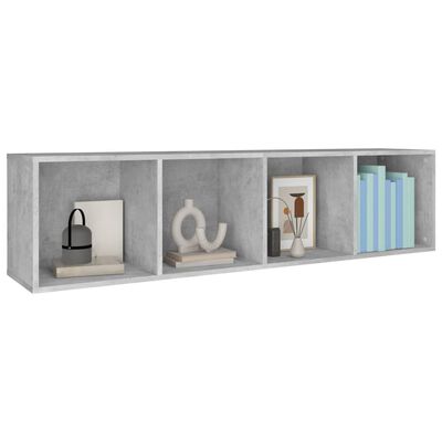 vidaXL Библиотека/ТВ шкаф, бетонно сива, 36x30x143 см, ПДЧ