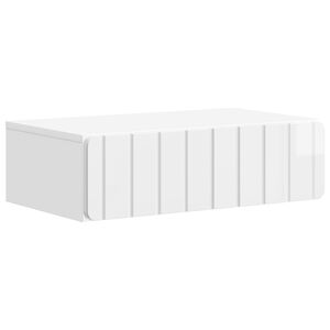vidaXL Стенен страничен масичка Бял гланц 59 x 34,5 x 17 см