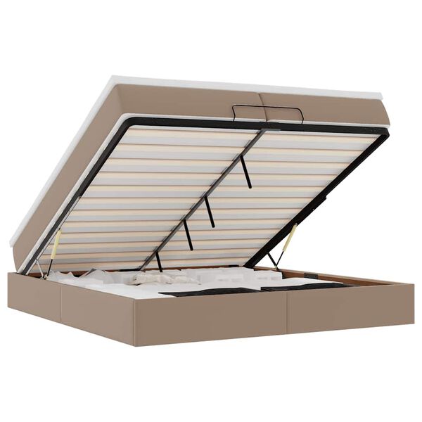 vidaXL Османска легло с матраци, капучино, 200x200 см, изкуствена кожа