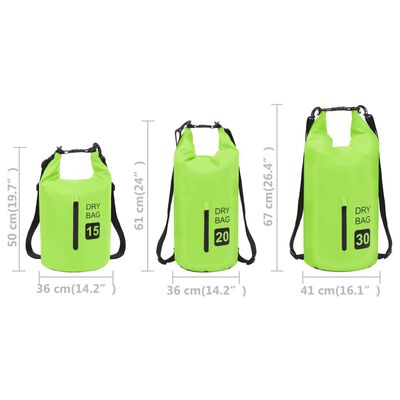 vidaXL Суха торба с цип, зелена, 20 л, PVC