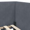 vidaXL Ъглова рамка за легло с таблото Тъмен сив 90 см x 190 см Кадифе