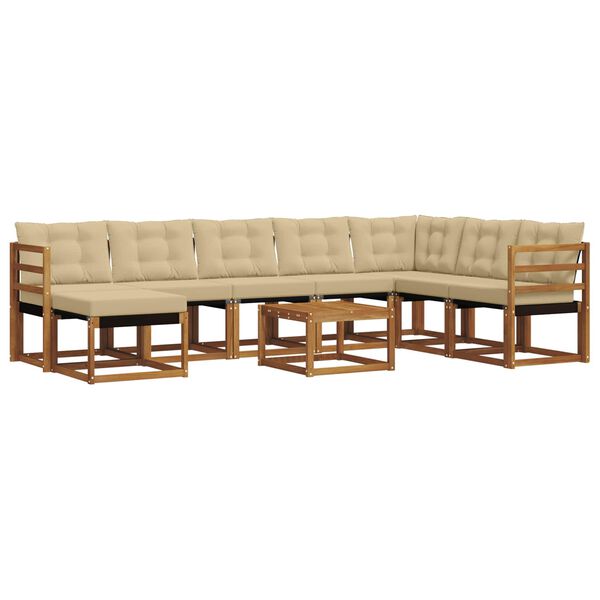 vidaXL Комплект дивани за открито 9 pcs Натурален и Бежов