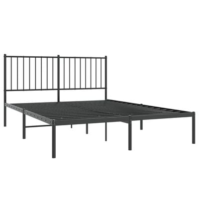 vidaXL Метална рамка за легло с горна табла, черна, 140x200 см