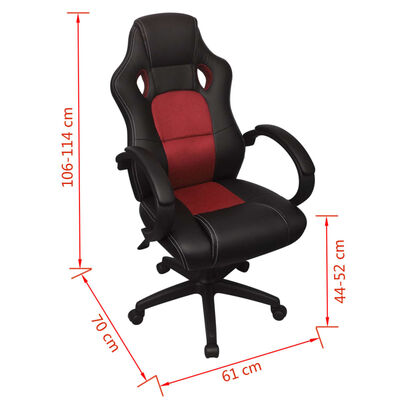 vidaXL Директорски офис стол, червен, изкуствена кожа