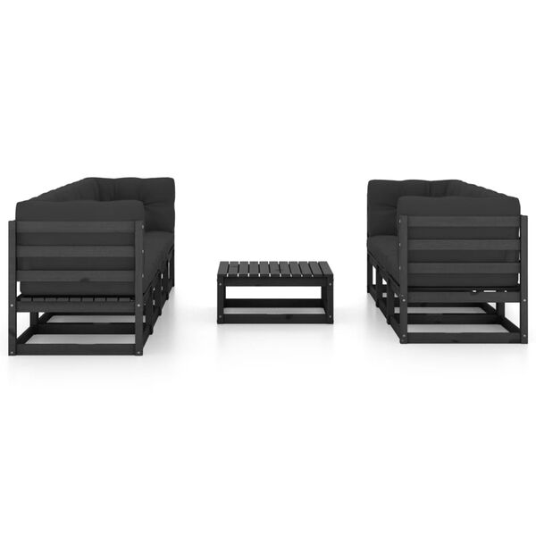 vidaXL Градински комплект от 8 части, с възглавници, бор масив