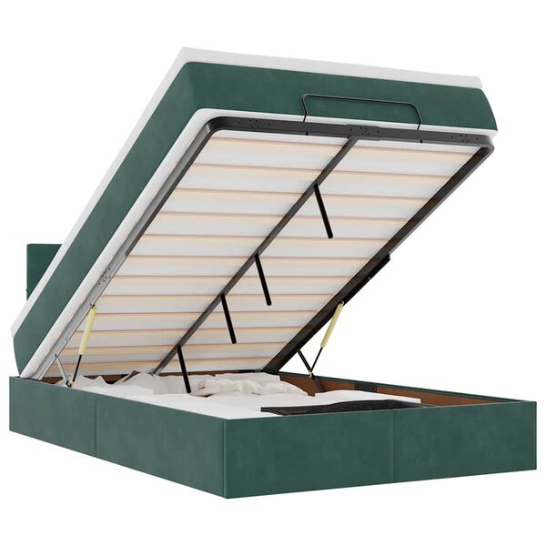 vidaXL Османска легло с матрак, тъмнозелено, 120x200 см, кадифе
