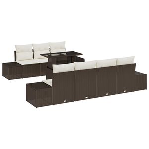 vidaXL Градински Софа Комплект с възглавница 8 pcs Кафяв и Кремав