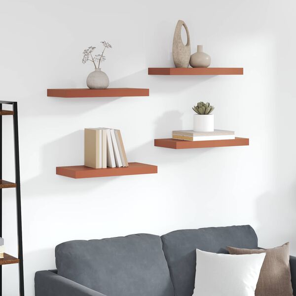 vidaXL Стенен рафт 4 pcs Червено 50 x 23 x 4 см Инженерно дърво