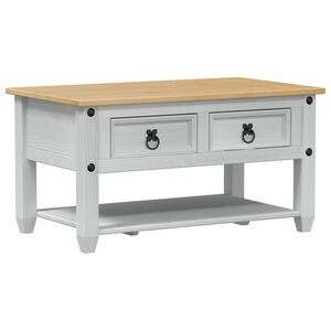 vidaXL Масичка за кафе Бяло 85 x 50 x 45 см Солидно борово дърво