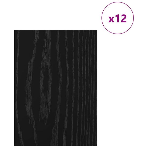 vidaXL Декор панели 12 pcs Черен дъб 15 x 21 x 0.3 см Инженерно дърво