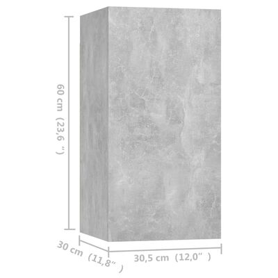 vidaXL ТВ шкафове, 2 бр, бетонно сиви, 30,5x30x60 см, ПДЧ