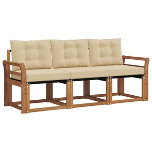 vidaXL Комплект дивани за открито 3 pcs Натурален и Бежов
