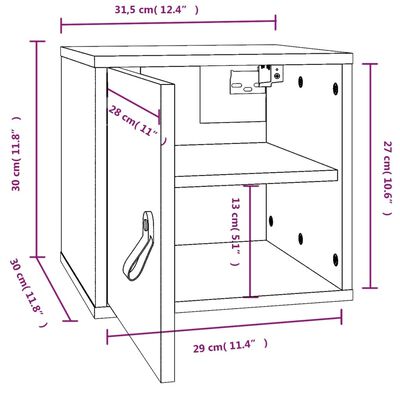 vidaXL Стенни шкафове, 2 бр, меденокафяви, 31,5x30x30 см, бор масив