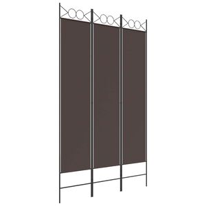 vidaXL Параван за стая, 3 панела, кафяв, 120x200 см, плат