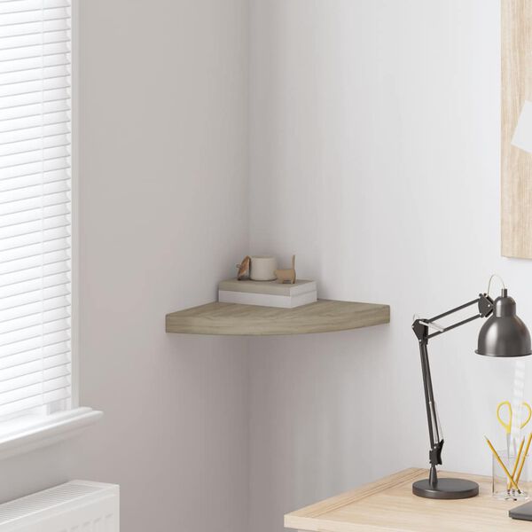 vidaXL Окачен ъглов рафт, дъб, 35x35x3,8 см, МДФ