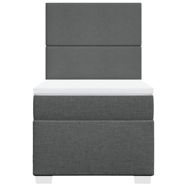 vidaXL Боксспринг легло с матрак, тъмносив, 90x190 см, плат