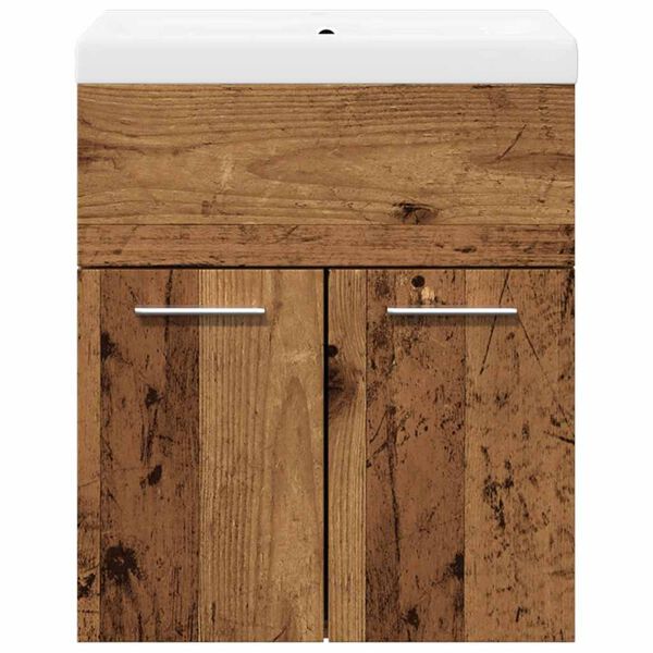 vidaXL Комплект мебели за баня от 2 части старо дърво инженерно дърво
