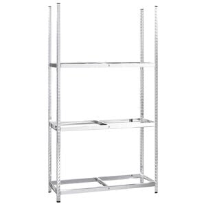 vidaXL Стелаж за гуми с 2 рафта сребрист 110x40x200 см стомана