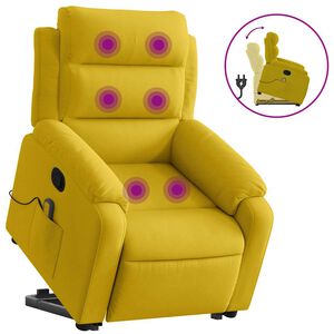 vidaXL Изправящ масажен реклайнер стол, жълт, кадифе