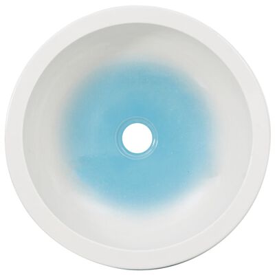 vidaXL Мивка за плот, бяло и синьо, кръгла, Φ41x14 см, керамика