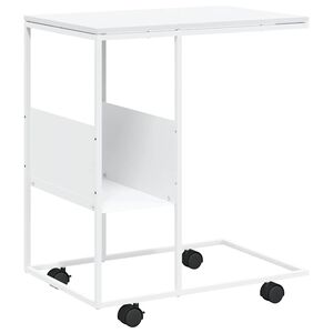 vidaXL Помощна маса с колелца бяла 55x36x63,5 см инженерно дърво