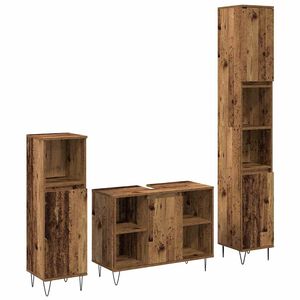 vidaXL Комплект мебели за баня 3 pcs Старо дърво Инженерно дърво