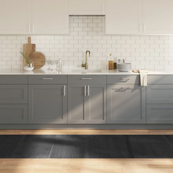 vidaXL Килим, правоъгълен, сив, 80x500 см, бамбук