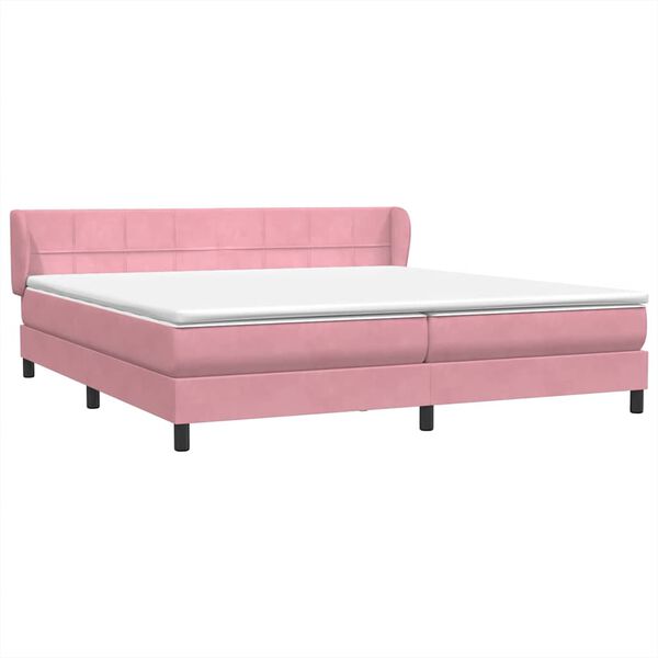vidaXL Box Spring легло с матраци Розово 180x210 cm Кадифе