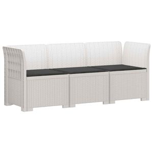 vidaXL Пейка за градина с Cushions във вид на ратан ПП Бяло
