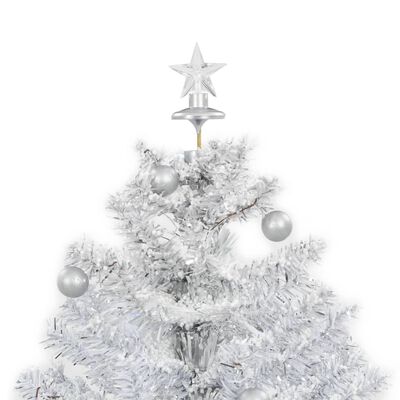 vidaXL Коледна елха с валящ сняг и основа от чадър, бяла, 75 см