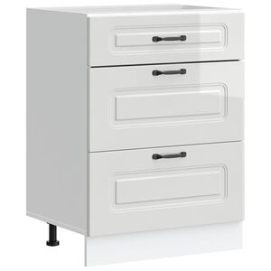 vidaXL Кухненски шкаф "Kalmar" с висок гланц, бяло, инженерно дърво