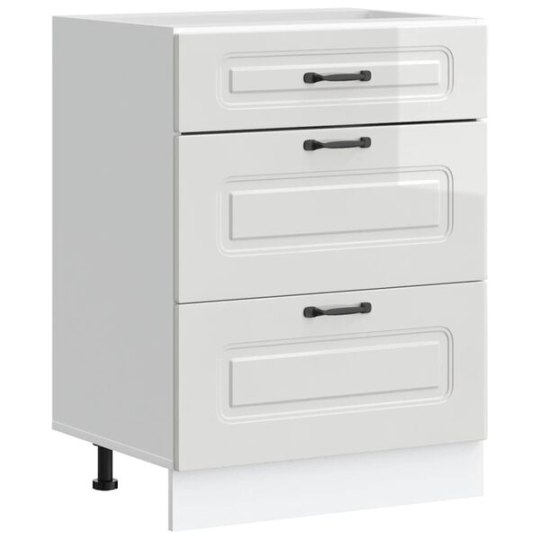 vidaXL Кухненски шкаф "Kalmar" с висок гланц, бяло, инженерно дърво