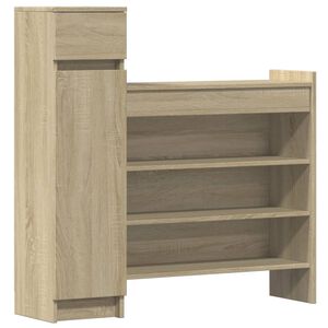 vidaXL Шкаф за обувки, дъб сонома, 100,5x28x100 см, инженерно дърво