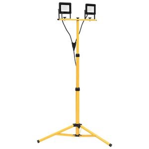 vidaXL LED прожектор със статив, 2x50 W, топло бяло