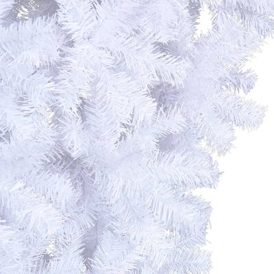 vidaXL Обърната изкуствена коледна елха със стойка, бяла, 240 см