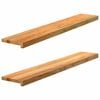 vidaXL Прозоречни первази, 2 бр, светлокафяви, 120x20x2 см, дъб масив