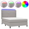 vidaXL Боксспринг легло с матрак и LED, светлосиво, 140x200 см, плат