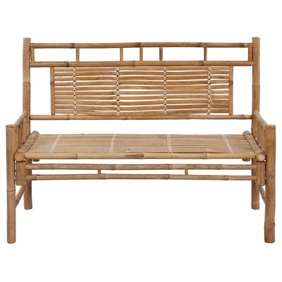 vidaXL Градинска пейка с възглавница, 120 см, бамбук
