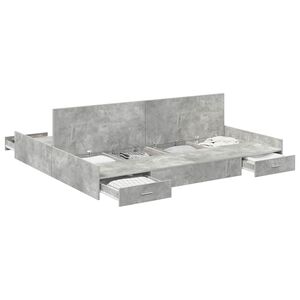 vidaXL Легло с място за съхранение с врата Циментено сиво 180 x 200 cm
