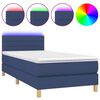 vidaXL Боксспринг легло с матрак и LED, синьо, 100x200 см, плат