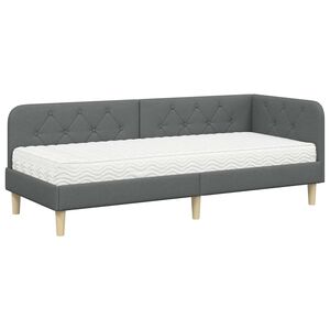 vidaXL Ъглова рамка за легло Тъмен сив 80 x 200 cm текстил