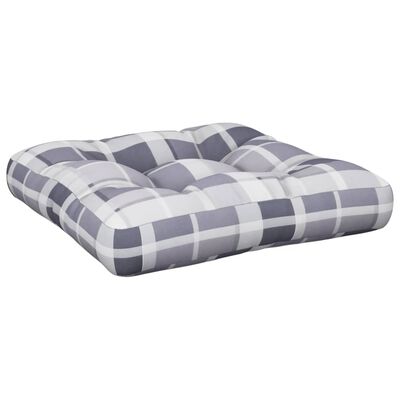 vidaXL Палетна възглавница, сиво каре, 60x60x12 см, текстил