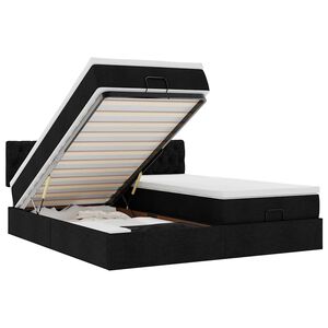 vidaXL Османска легло с матрак и LED, черно, 200x200 см, плат